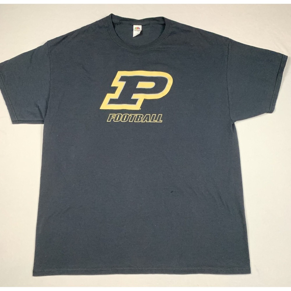 Purdue Football Shirt Mens Large Gray P Logo Fruit of the Loom HD‎ Cotton